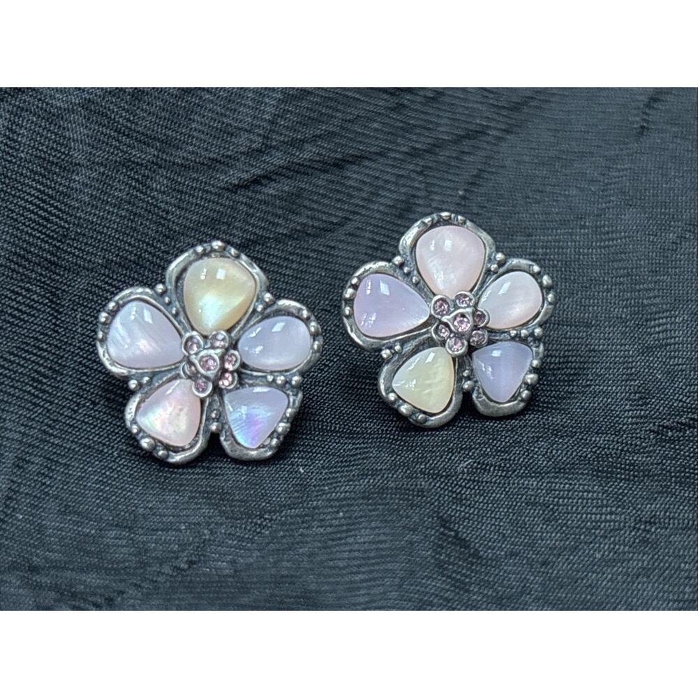 Hermione Granger Flower Stud Earrings 2005 WB Licensed Pink Yule Ball Sterling